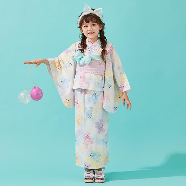 mezzo piano メゾピアノ(mezzo piano)マルチくま柄 浴衣【O_30