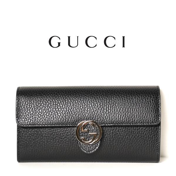 GUCCI（グッチ） 長財布 インターロッキングG 二つ折り ブラック