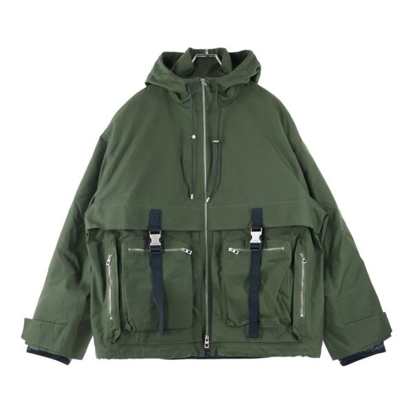 LOEWE（ロエベ） 24SS Military Parka レザーパッチ ブルゾン 3ウェイ