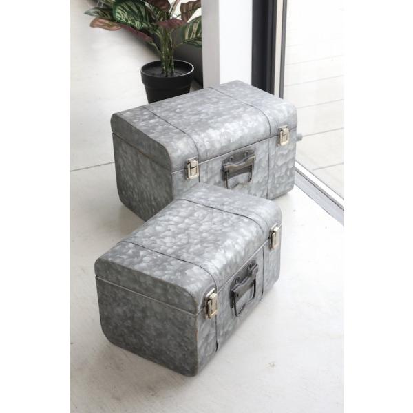 ベージ トランクボックス 2点セット 収納 シルバー インダストリアル