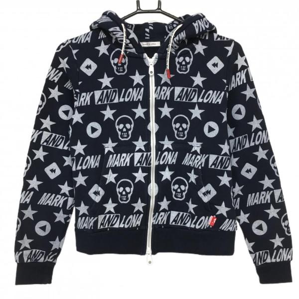 MARK&LONA（マークアンドロナ） ジップパーカー ネイビー×白 総柄