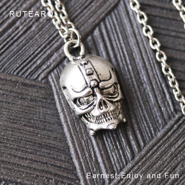 どくろ ネックレス メンズ スカル 骸骨 シルバー 悪魔 ペンダント 普段
