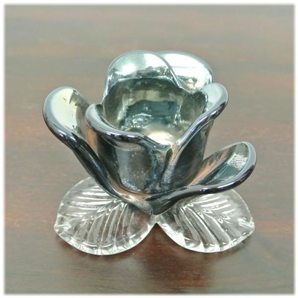 薔薇のガラスキャンドルホルダー(アジアン 雑貨 キャンドルホルダー