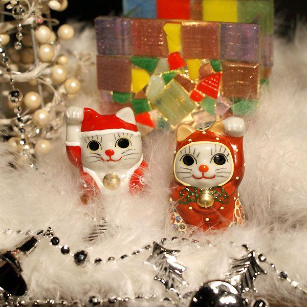 九谷焼 奇跡を呼ぶ ちび招き猫 サンタ＆トナカイちゃん 爆買 : 和座