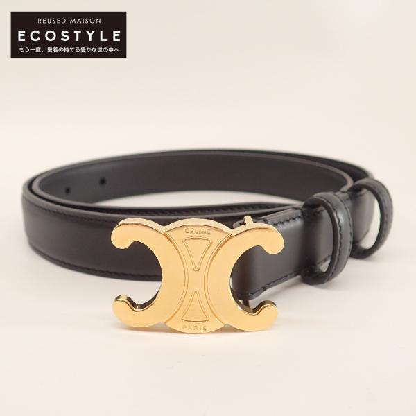 CELINE（セリーヌ） 新品同様 トリオンフ レザーベルト 80 ブラック