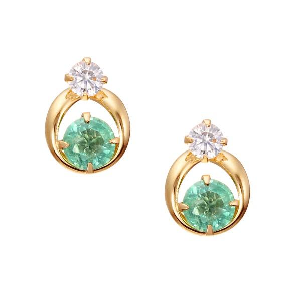 ジュエリーツツミ K18イエローゴールドエメラルドピアス : ジュエリー
