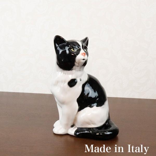 ネコ 置物 動物 オブジェ 猫 ねこ イタリア製 陶磁器 41168 置き物