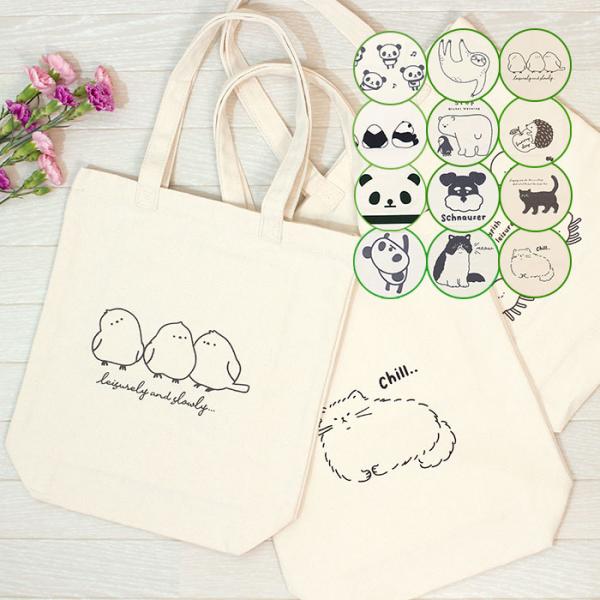 トートバッグ 幌布 a4 縦型 猫 シマエナガ 安い 肩掛け 鳥 サブバッグ