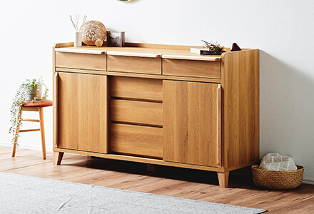 大川家具】サイドボード 120cm幅 レガーロ ウォールナット/レッド