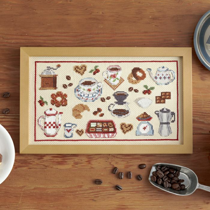 クロスステッチフレーム＜coffee time＞ | リバティ 生地、編み物