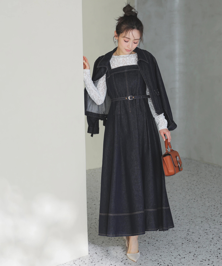 リボンショルダーデニムジャンスカ | ワンピース | Apuweiser-riche