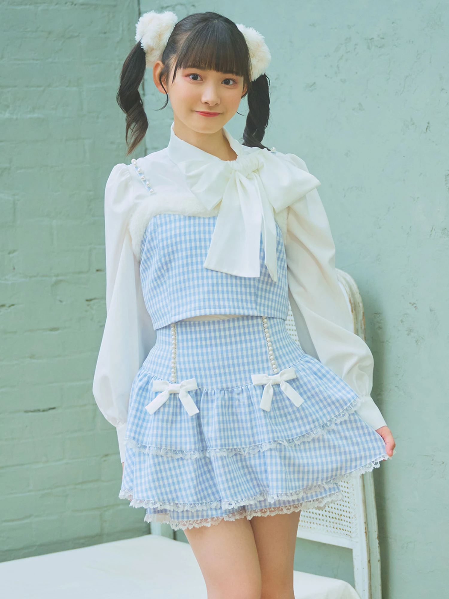 パールリボンギンガムスカパン - Ank Rouge(アンクルージュ)のショート