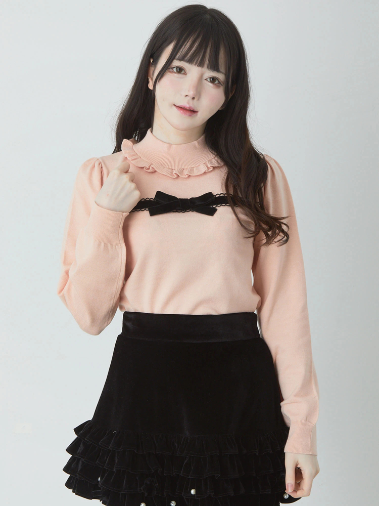 フロントベロアリボンニットTOPS - Ank Rouge(アンクルージュ)のニット