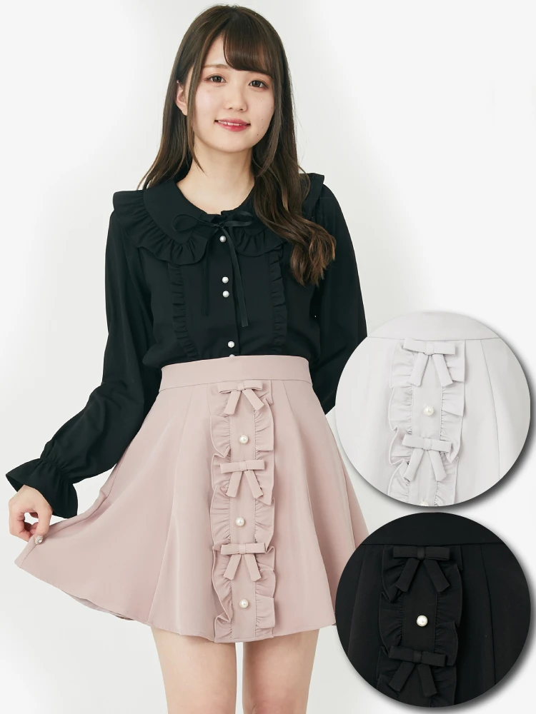 フリルリボンフレアースカート - Ank Rouge(アンクルージュ)のスカート