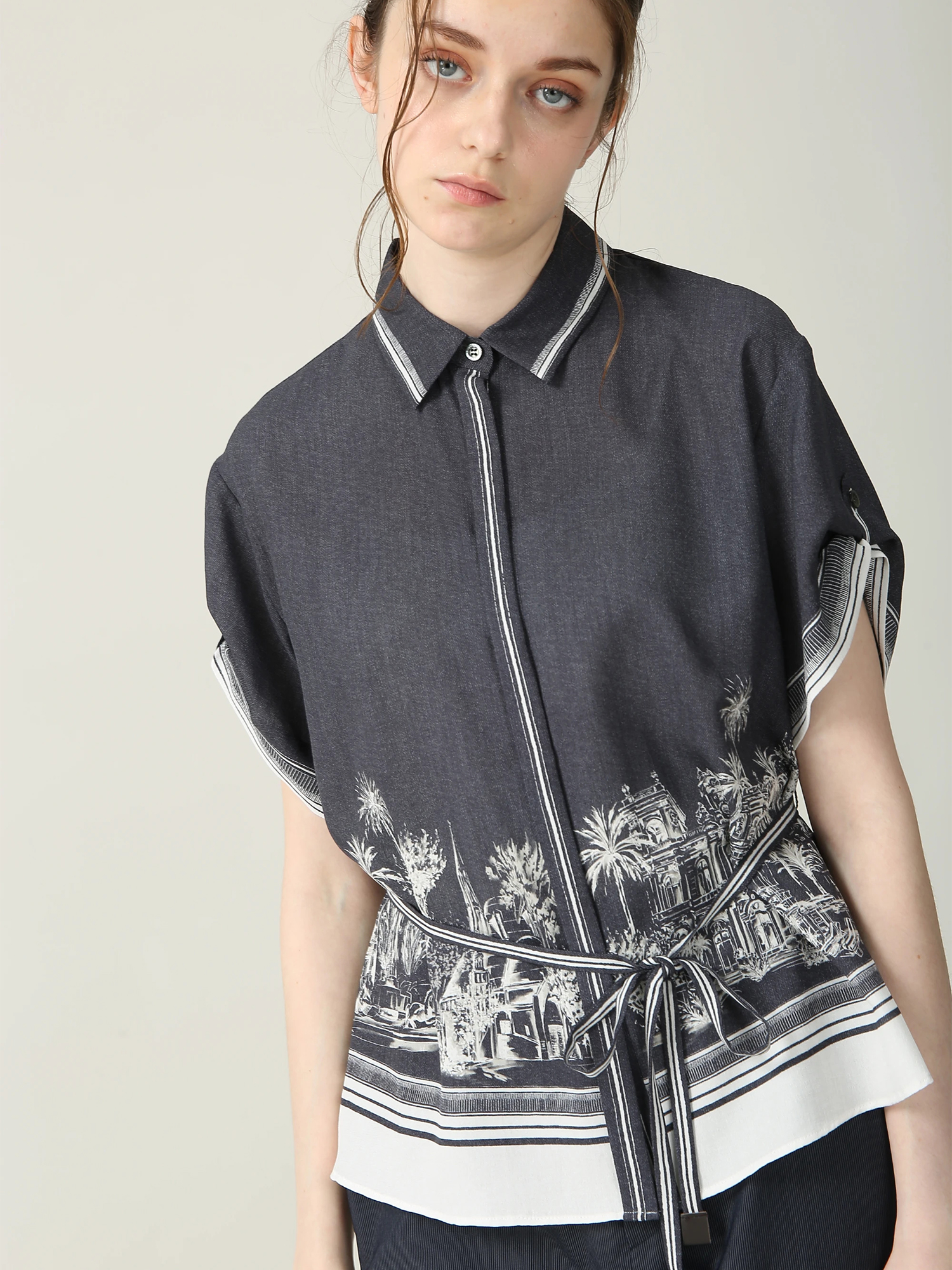 ニース パネルプリント ブラウス シャツ ｜ MORABITO BLANC（モラビト