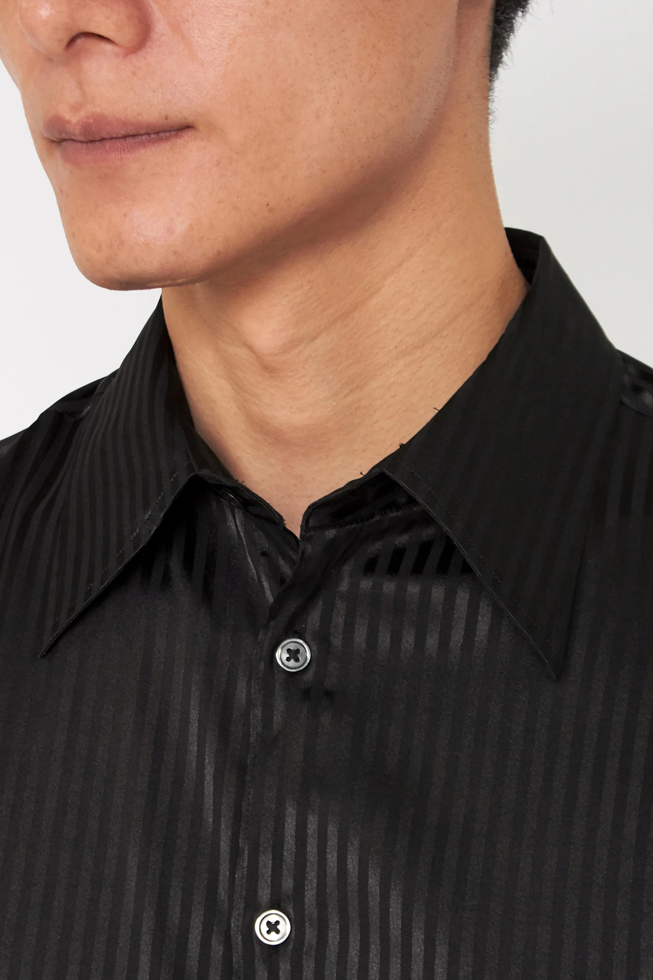 TORNADO MART∴ストライプサテンジャカードシャツ / TORNADO MART