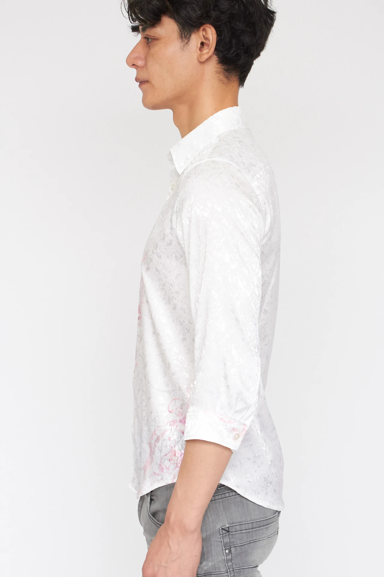 TORNADO MART∴オーナメントフラワープリント7分袖シャツ / TORNADO