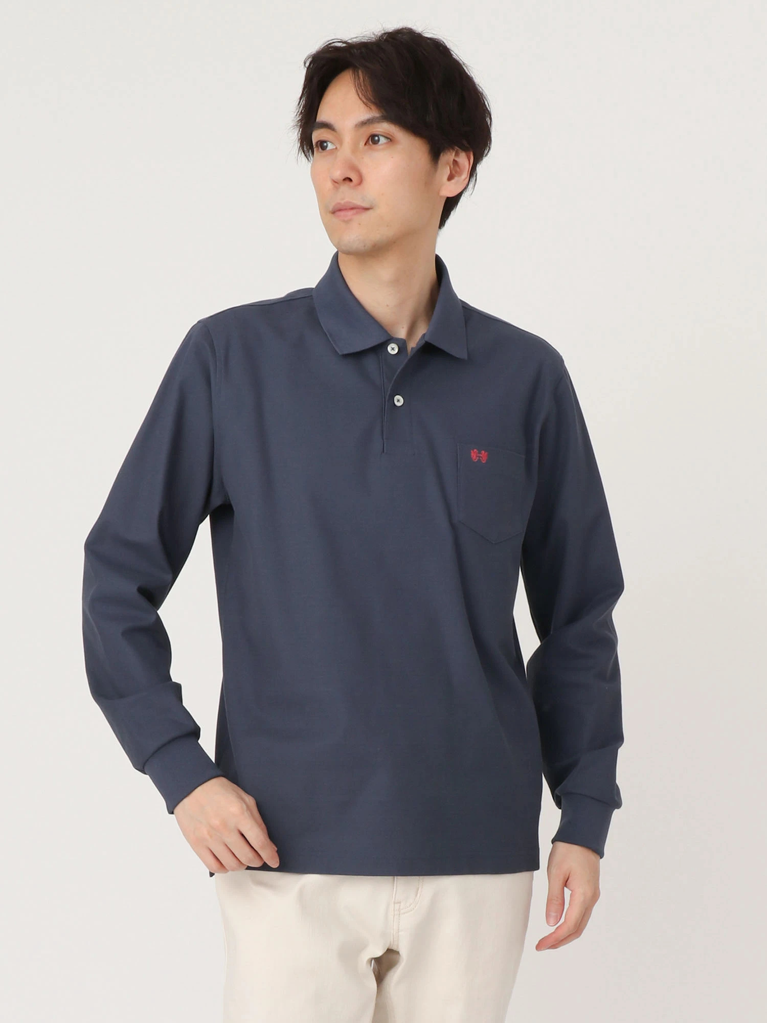 ebure エブール ダークグレー 長袖ポロシャツ 2024SS ebure エブール