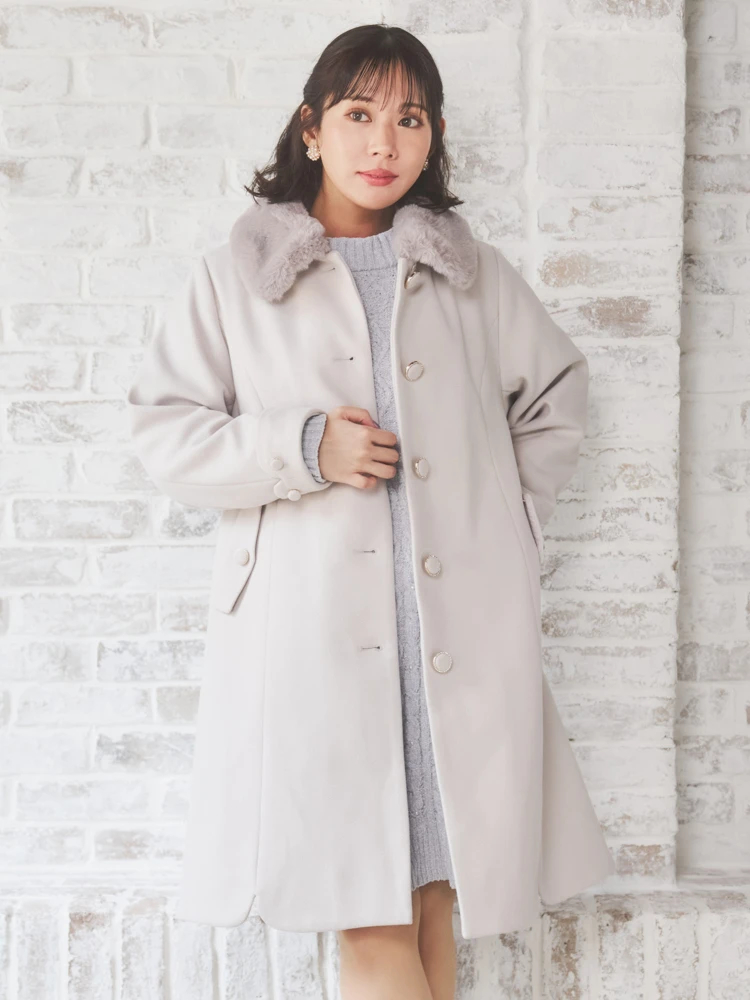 ファー付き ハーフコート S115348134 - ジャケット・アウター入手困難