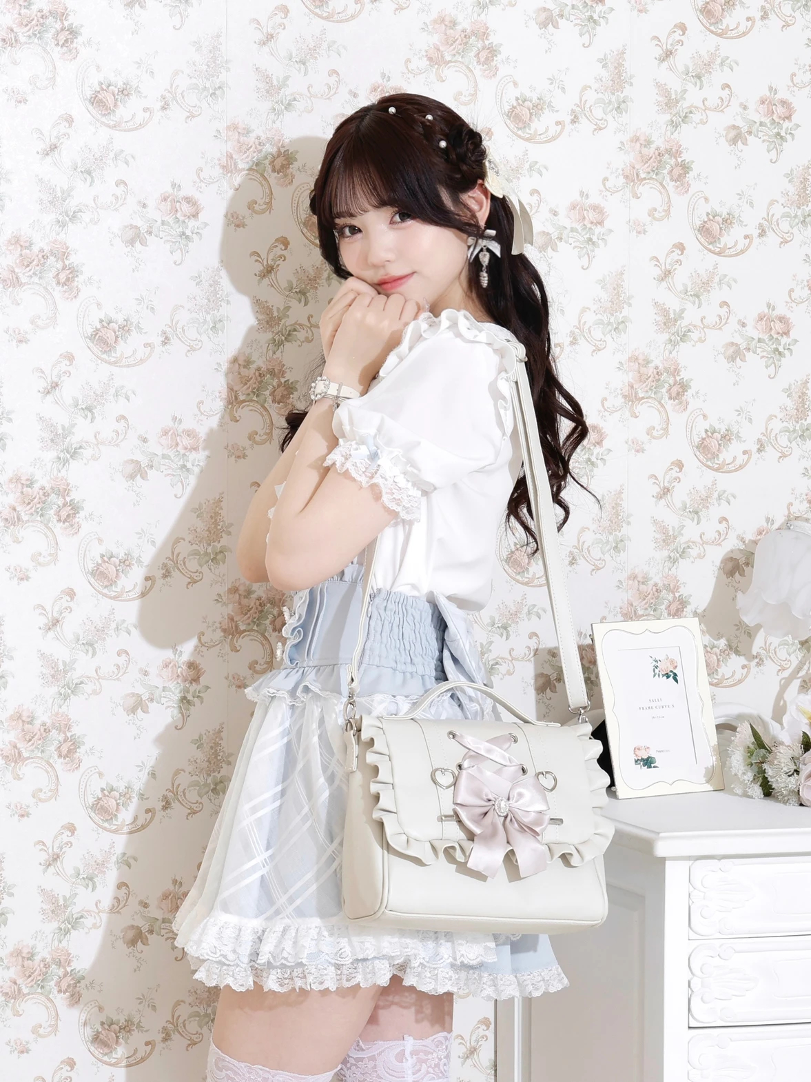 レースアップ3WAYリュック（ショルダーバッグ｜アイボリー・ピンク・黒