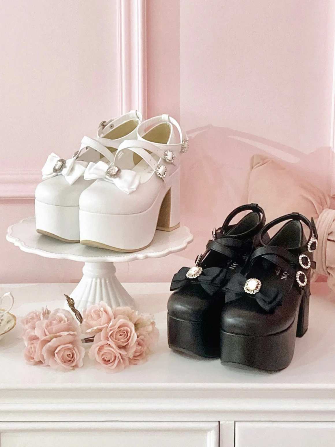 お嬢さん2wayダブルストラップパンプス（パンプス・ミュール｜ピンク