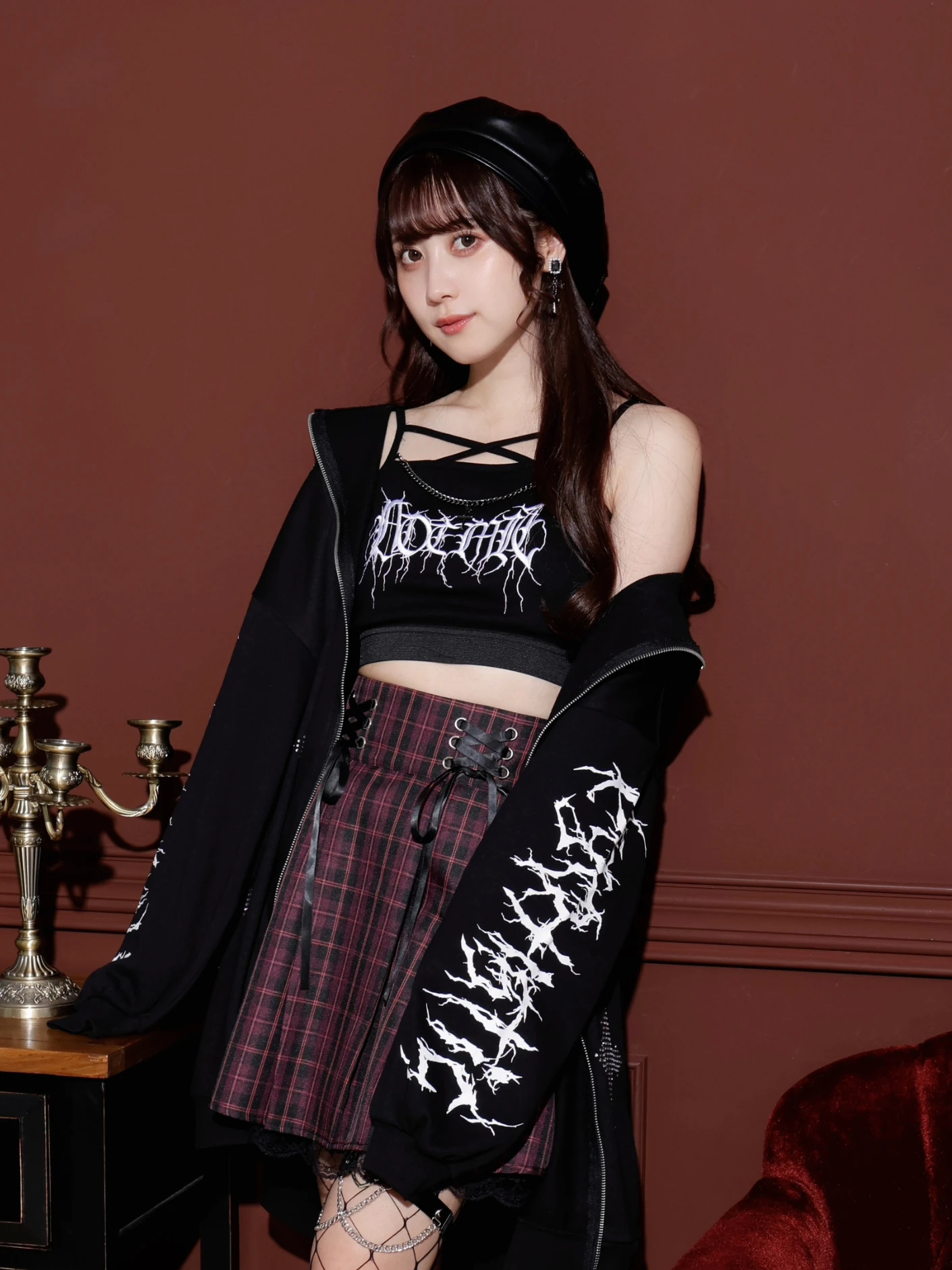 クロスチェーンゴシック刺繡ブラトップ（キャミソール・タンクトップ