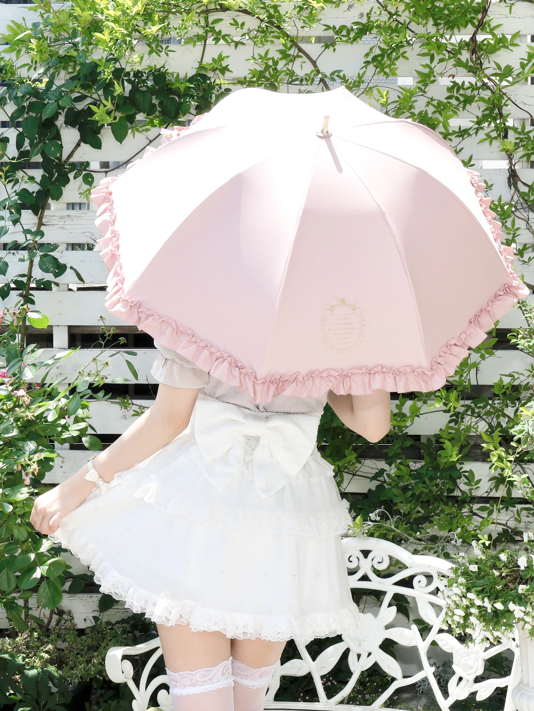 NOEMIE お嬢さんフリル長日傘（グッズ｜黒・オフホワイト・ピンク