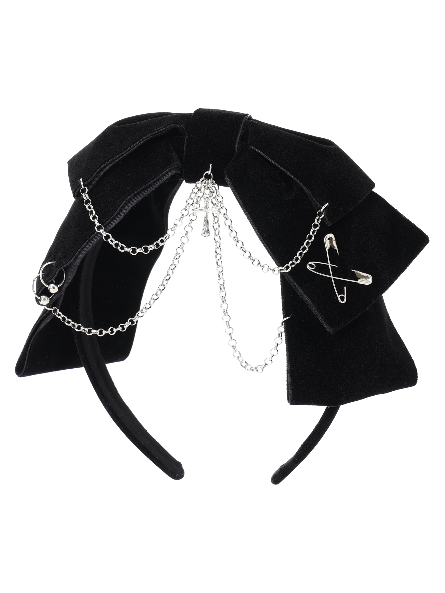 BABY,KC はしごレースのリボンカチューシャ 黒X黒 BABY,KC はしご