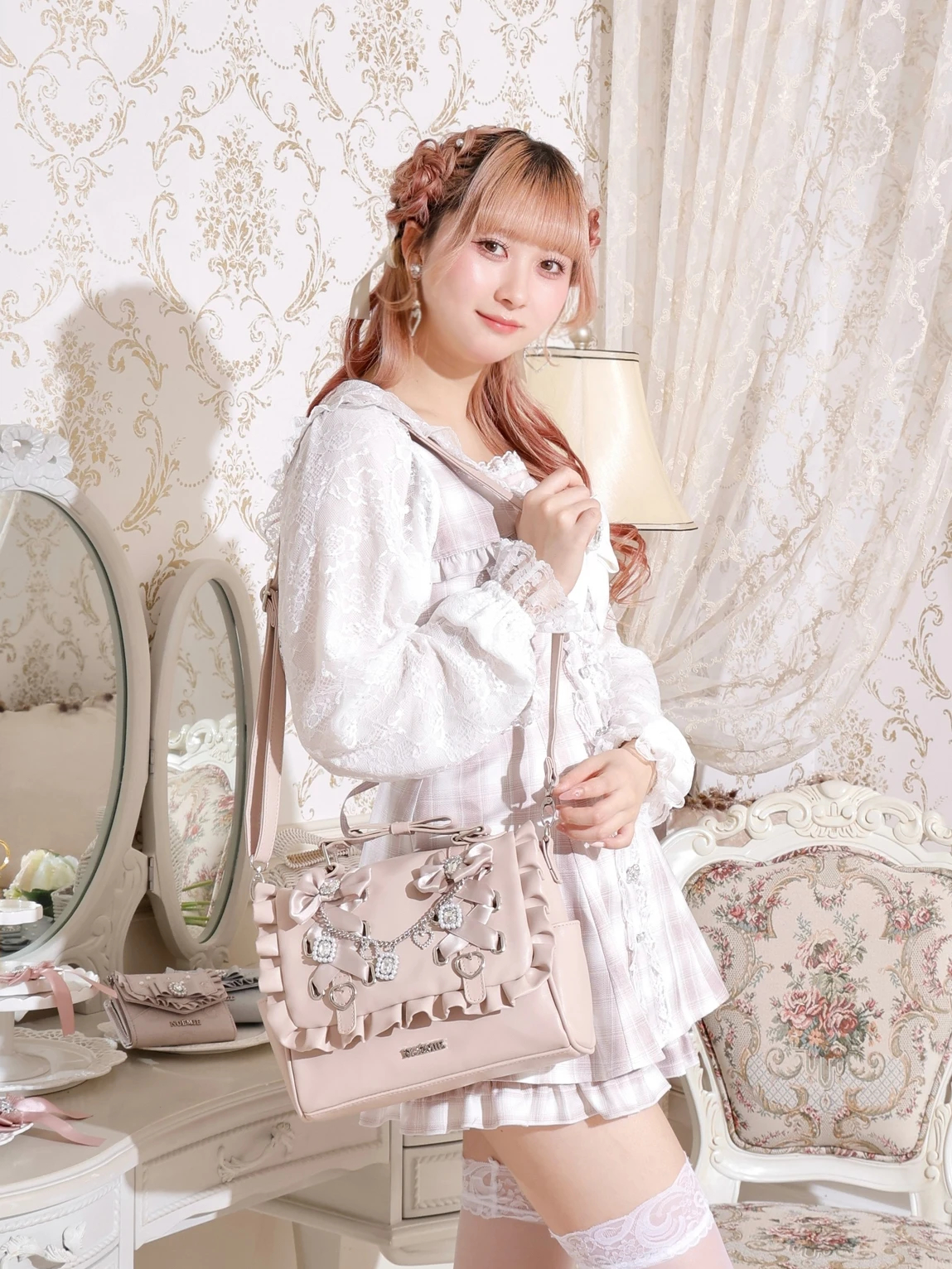 キラキラリボンチャーム3WAYリュック（リュック｜アイボリー・ピンク