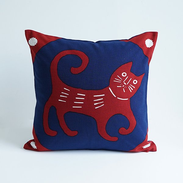 柚木沙弥郎、猫とネズミのクッションカバー - itemmms (アイテムス)