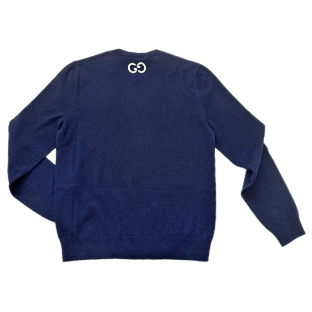 グッチ メンズ カシミア100％ クルーネックセーター ネイビー ＃M GUCCI