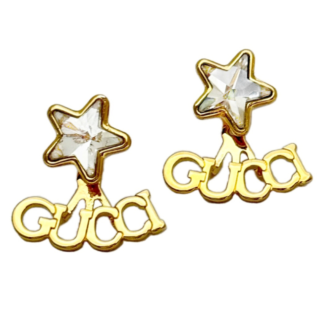 グッチ スクリプトロゴ ピアス 星 スター ゴールド×クリスタル GUCCI