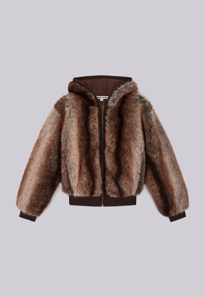 Bear Faux Fur Hooded Jacket | Jaded London | Clothing