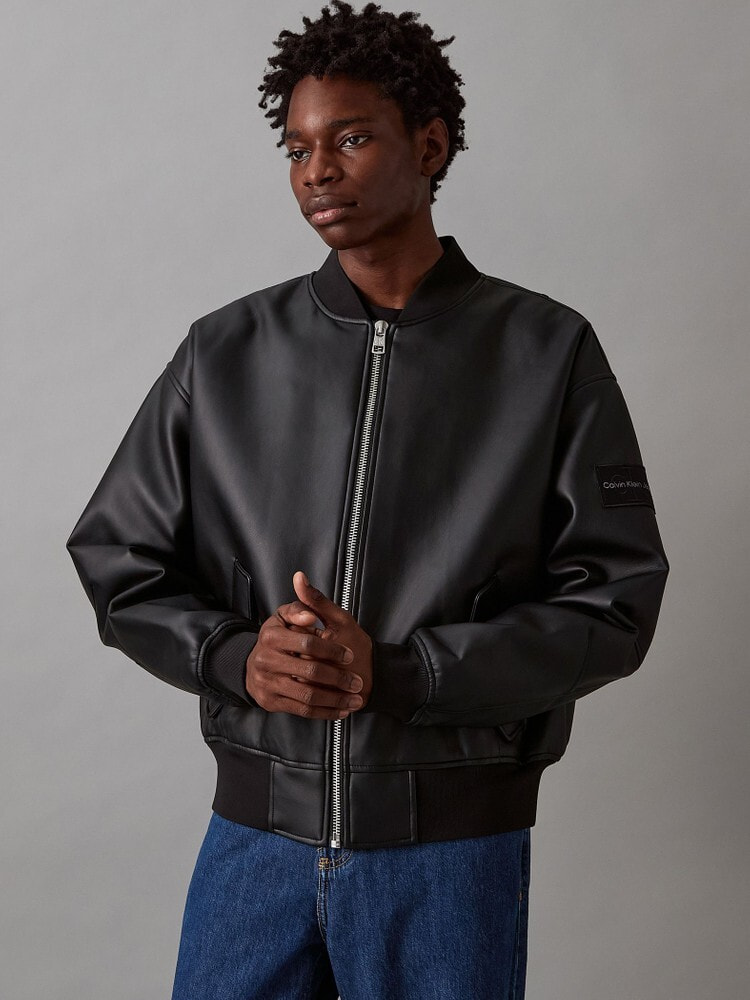 セールリアルレザーシングルライダースジャケット Calvin Klein