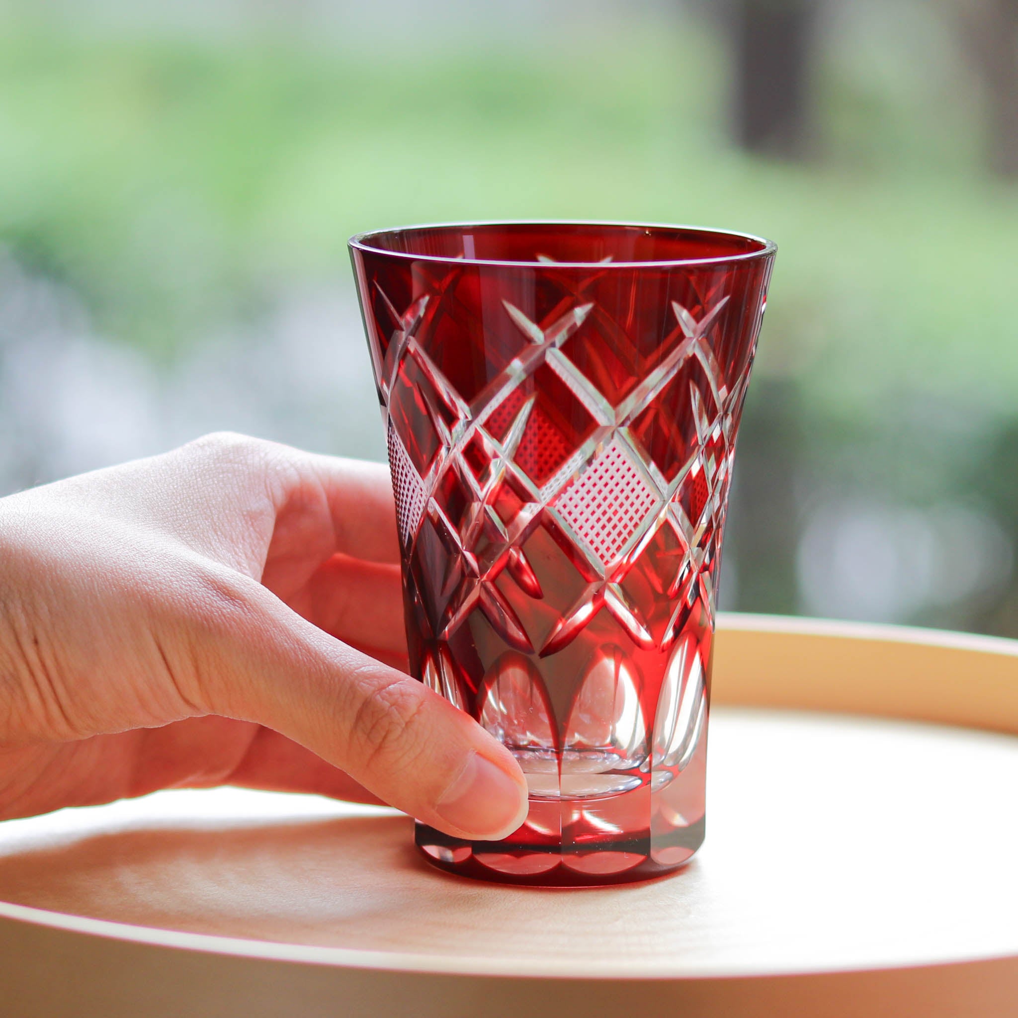 江戸切子 天開タンブラー | 菱魚子文様 | アカ | ミツワ硝子