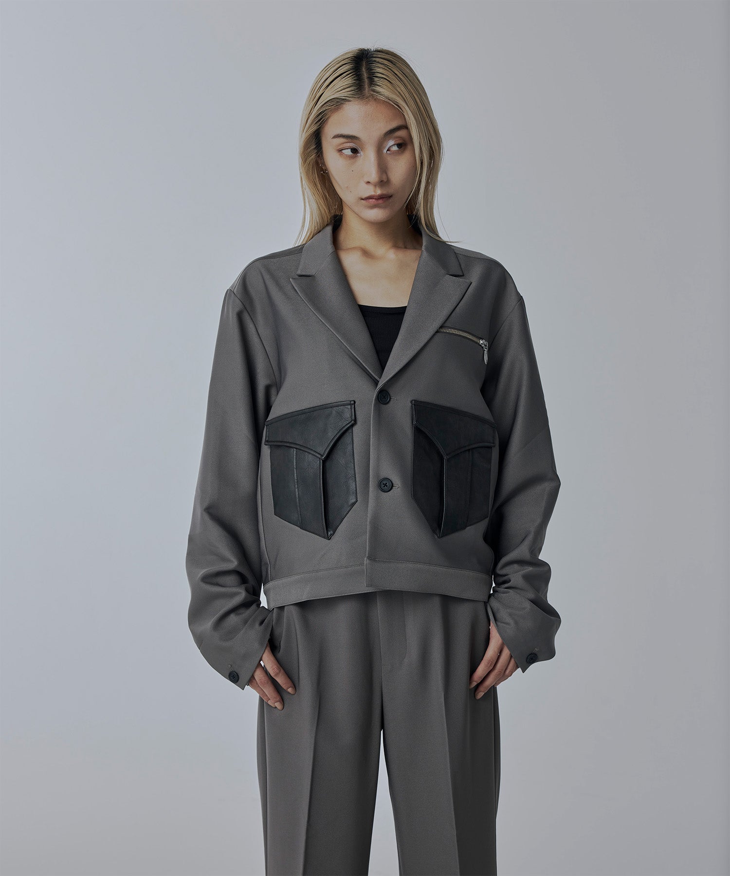 Leather pocket short jacket – Jent Louis