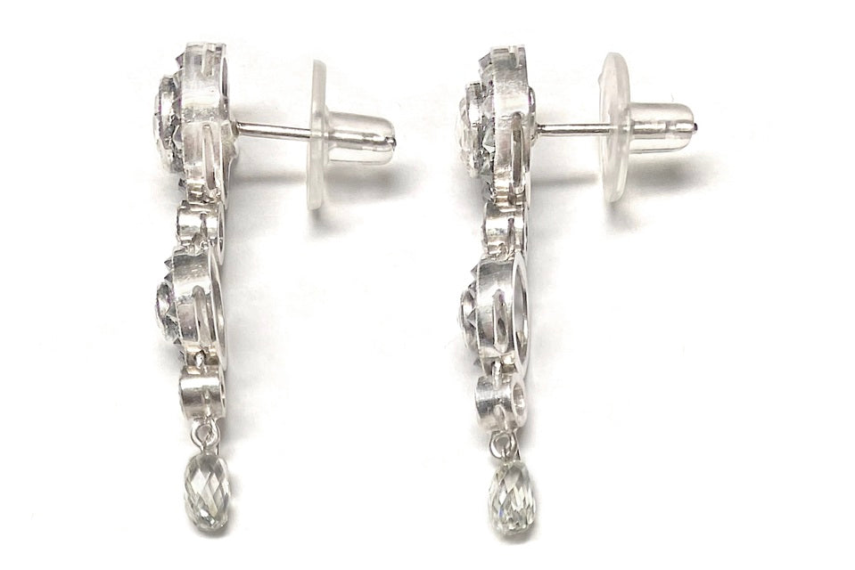 Diamond K14WGイエロー/カラーレス/ブラックダイヤモンドピアス(No