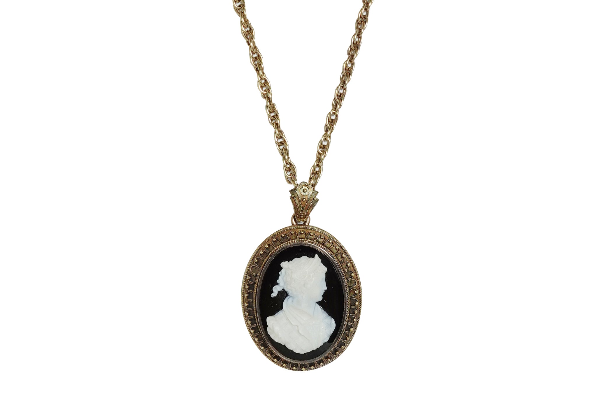 Stone Cameo【アンティーク】YGストーンカメオペンダント (NO.305281