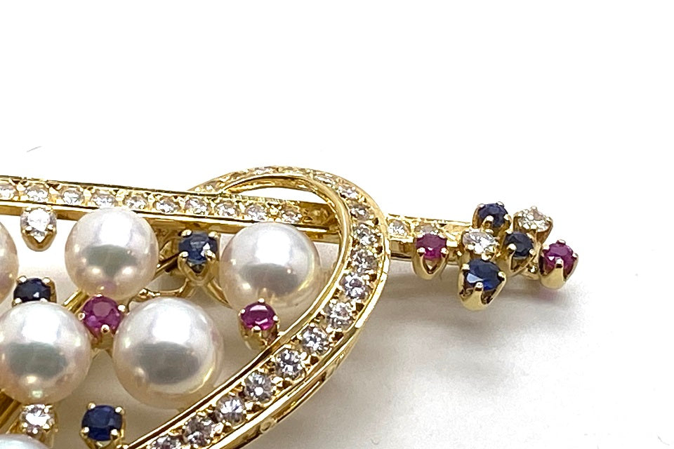 MIKIMOTO 【ミキモト】K18アコヤパール ダイヤモンド ルビー