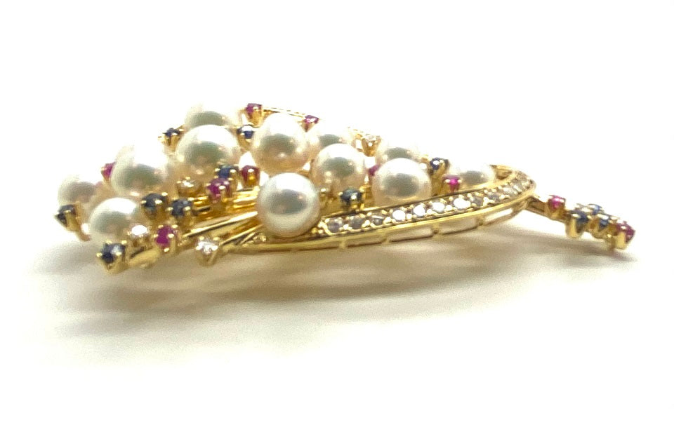 MIKIMOTO 【ミキモト】K18アコヤパール ダイヤモンド ルビー