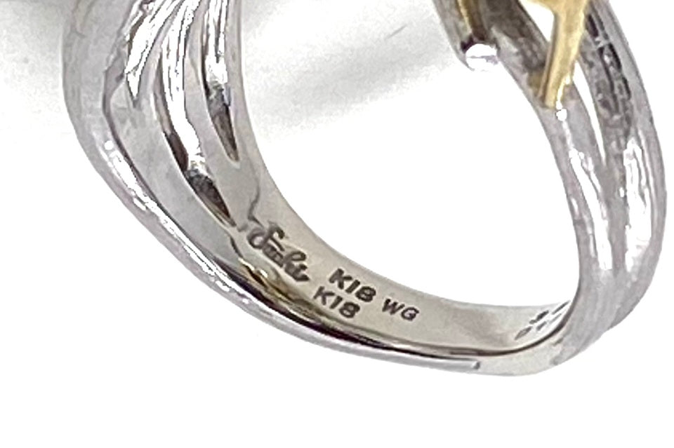 福原佐智】K18WG/YGボルダーオパール パール ダイヤ トルマリンリング