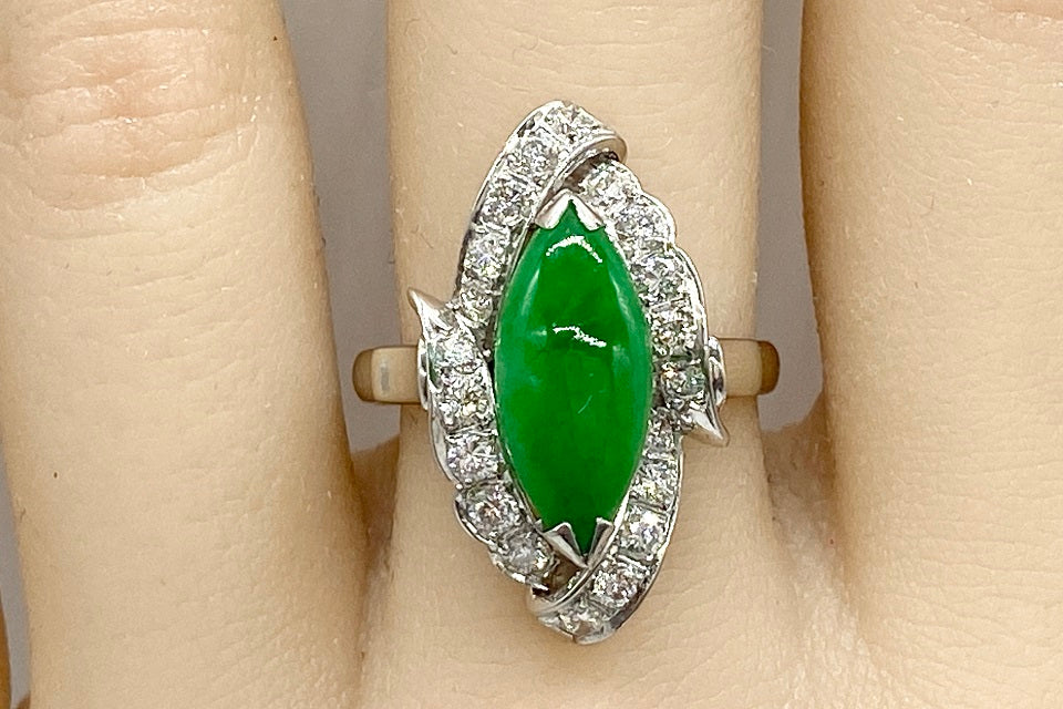 Jadeite Pt翡翠 ダイヤリング (NO.49009) – JEX宝石ギャラリー