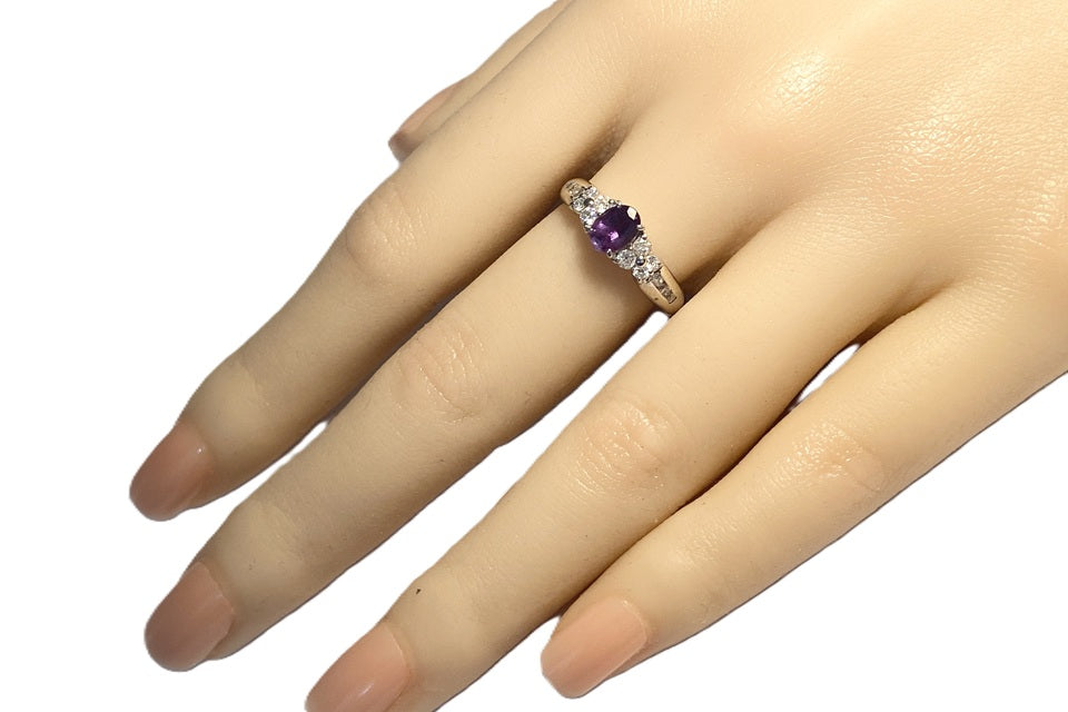 Alexandrite Pt900アレキサンドライト ダイヤモンドリング (NO.50020