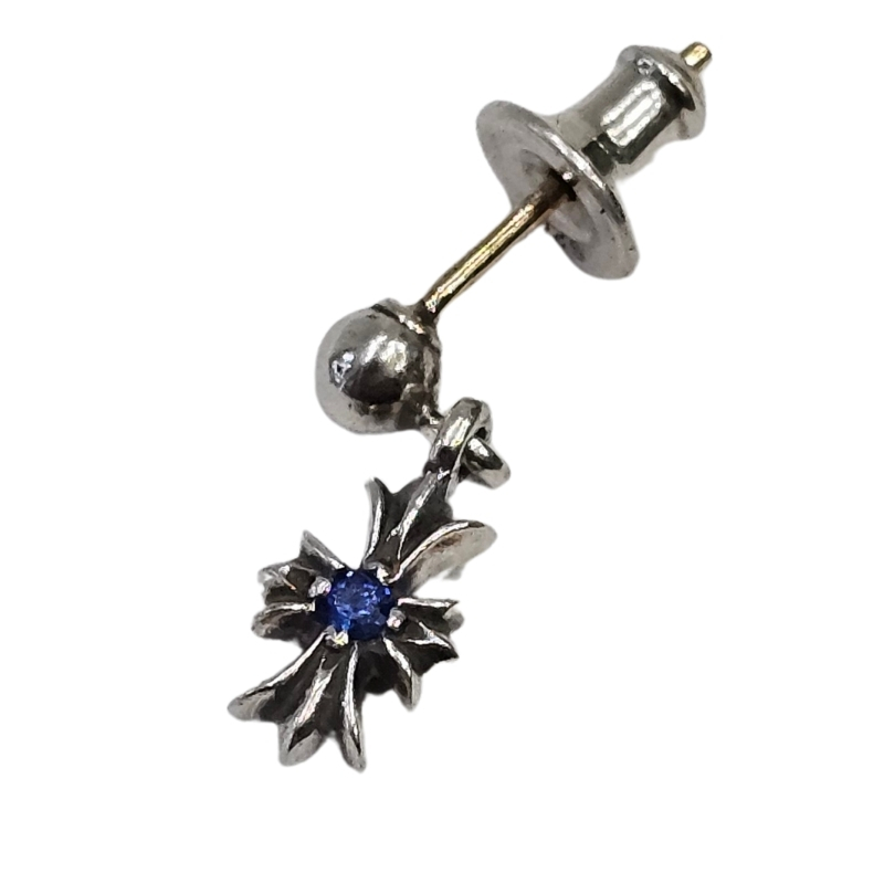 CHROME HEARTS TINY E DROP WITH SAPPHIRE EARRING - JD BOY