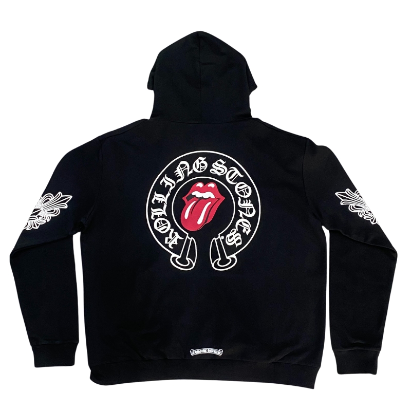 CHROME HEARTS ROLLING STONES ZIP UP BLACK HOODIE - JD BOY