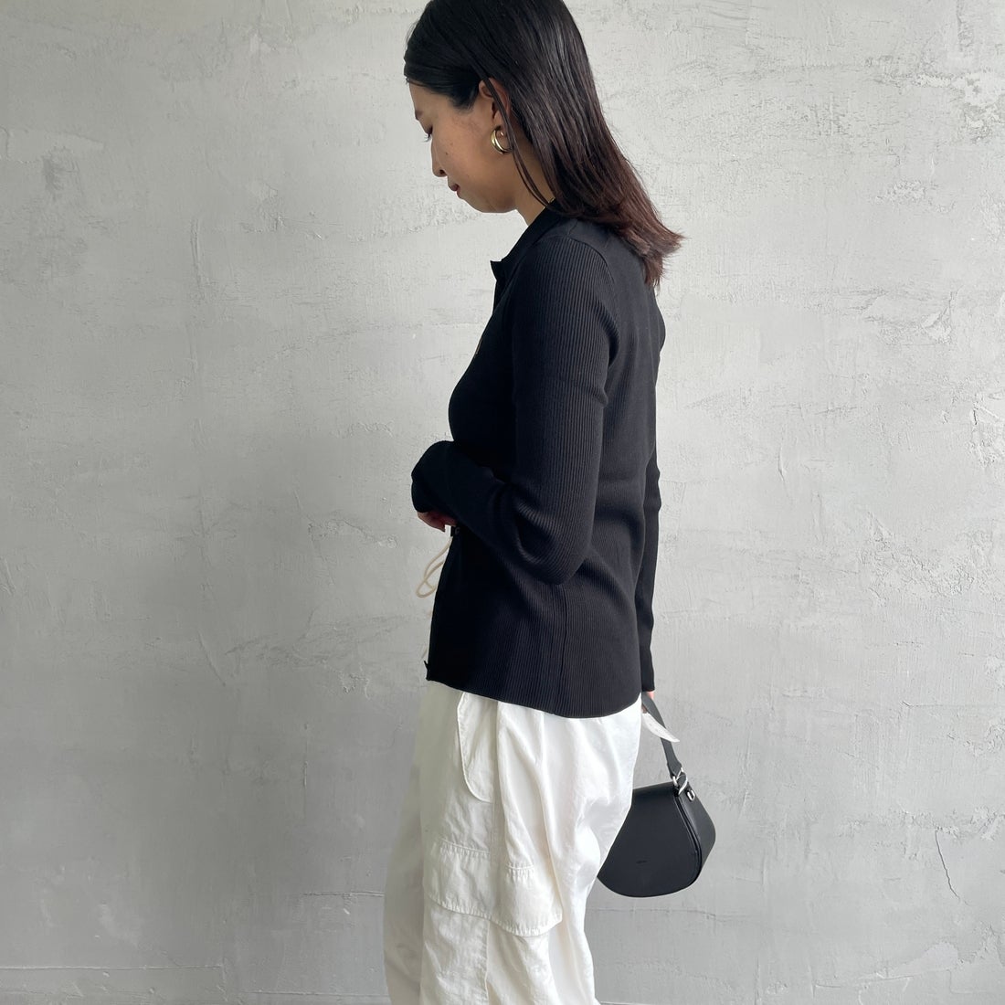 FRED PERRY [フレッドペリー] 別注 ワンポイントロゴ刺繍 リブニット