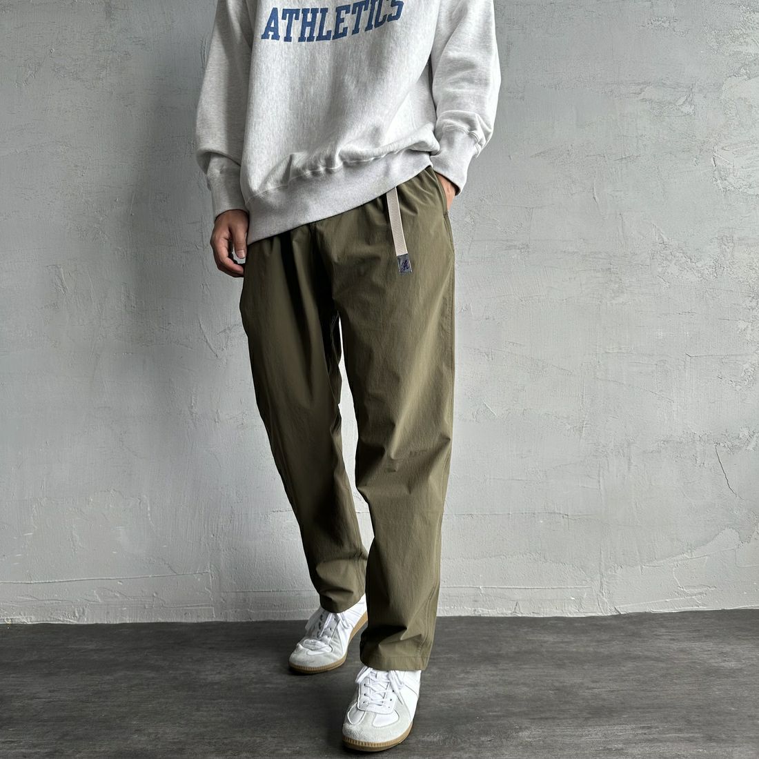 GRANCY ボタンレイヤードデザインナイロンパンツ グレー GRANCY