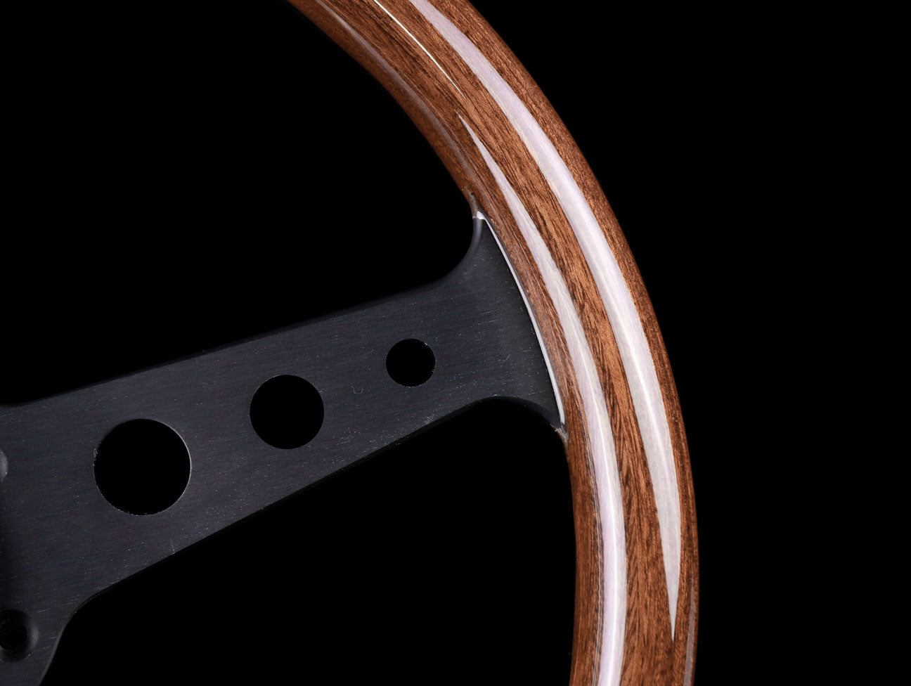 Momo Indy Mahogany Wood 350mm Steering Wheel - Black Spoke - JHPUSA