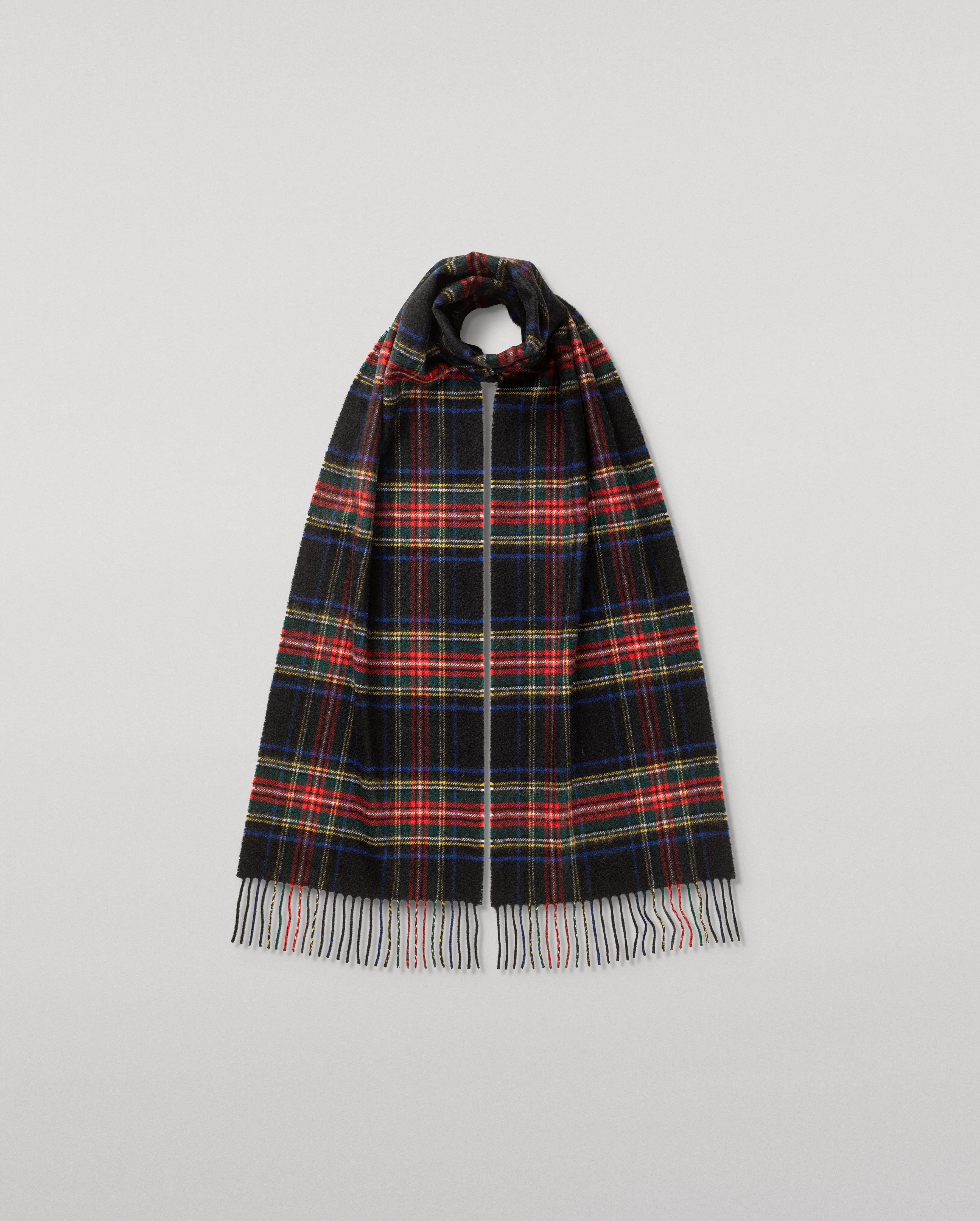 ブラック スチュワート タータン カシミヤ スカーフ｜カシミヤ小物