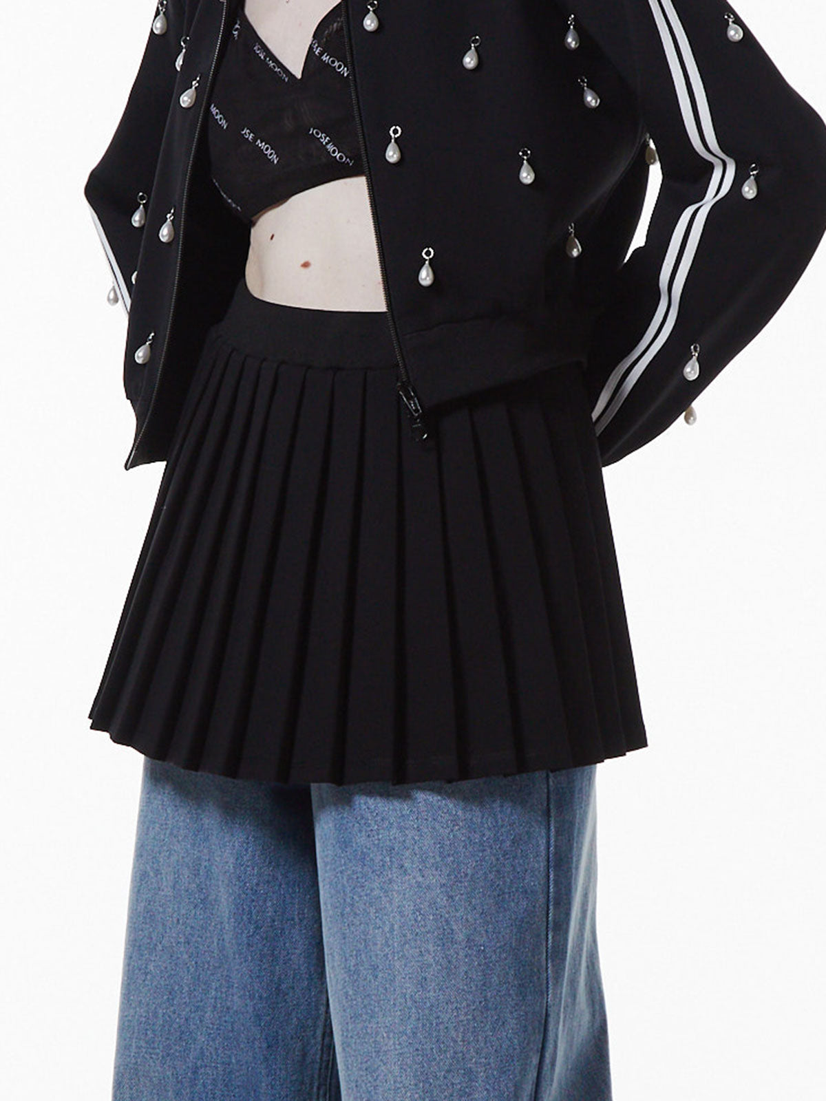 JOSEMOON JERSEY PLEATED SKIRT